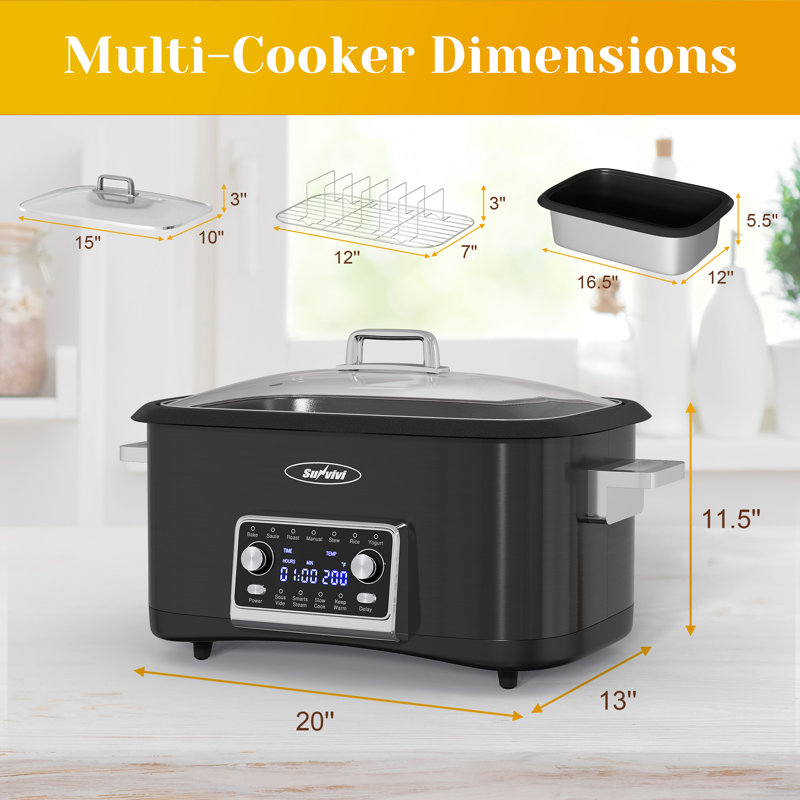 12-In-1 Digital Programmable Slow Cooker, 8 Quart Multi-Cooker, Black