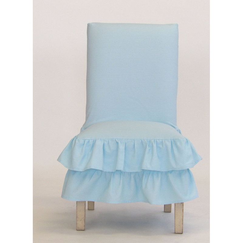 Cotton Box Cushion Dining Chair Slipcover, Light Blue