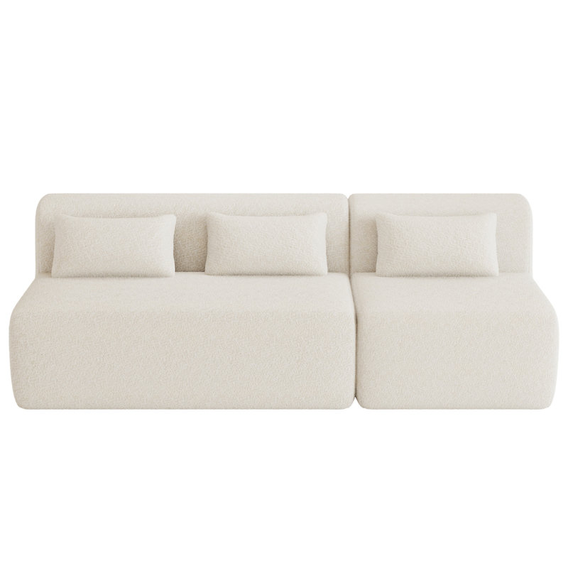 Canapé rembourré avec coussin de dossier pour le salon, Polyester beige