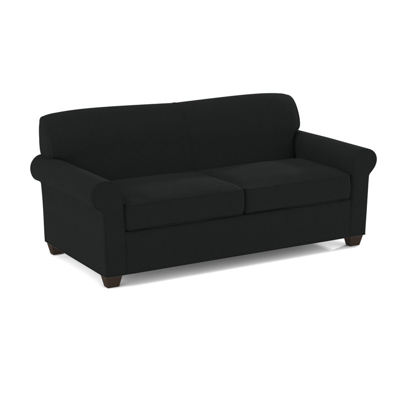 Finn 75" Rolled Arm Sofa Bed, Cafelle, Dillon Black, Hybrid