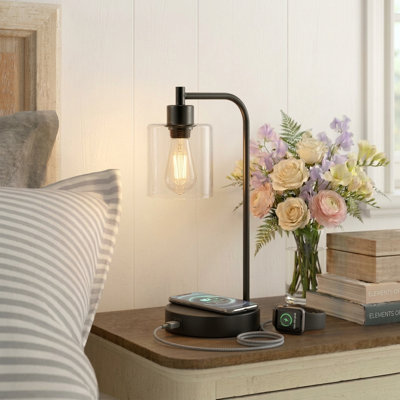19inch Black Table Lamp with Wireless Charging pad