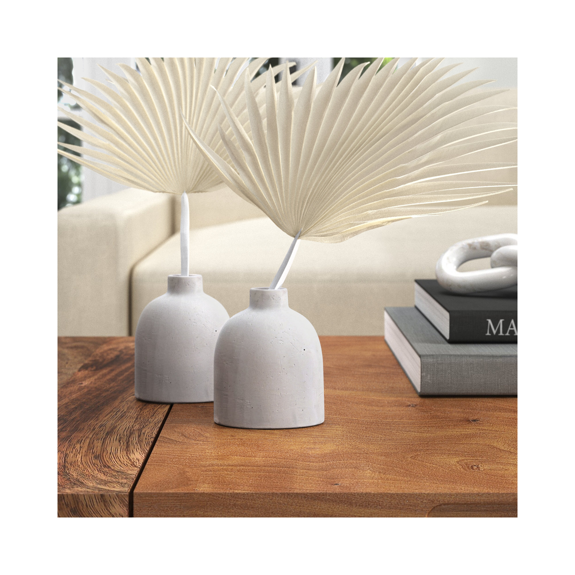 Abie Handmade Ceramic Table Vase, 4.25" H x 3.5" W x 2" D, White