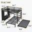 Lit superposé avec garde-robe intégré, lit superposé en métal avec lit gigogne, bureau pliable, échelles, conception à réduction de bruit, noir-767238828