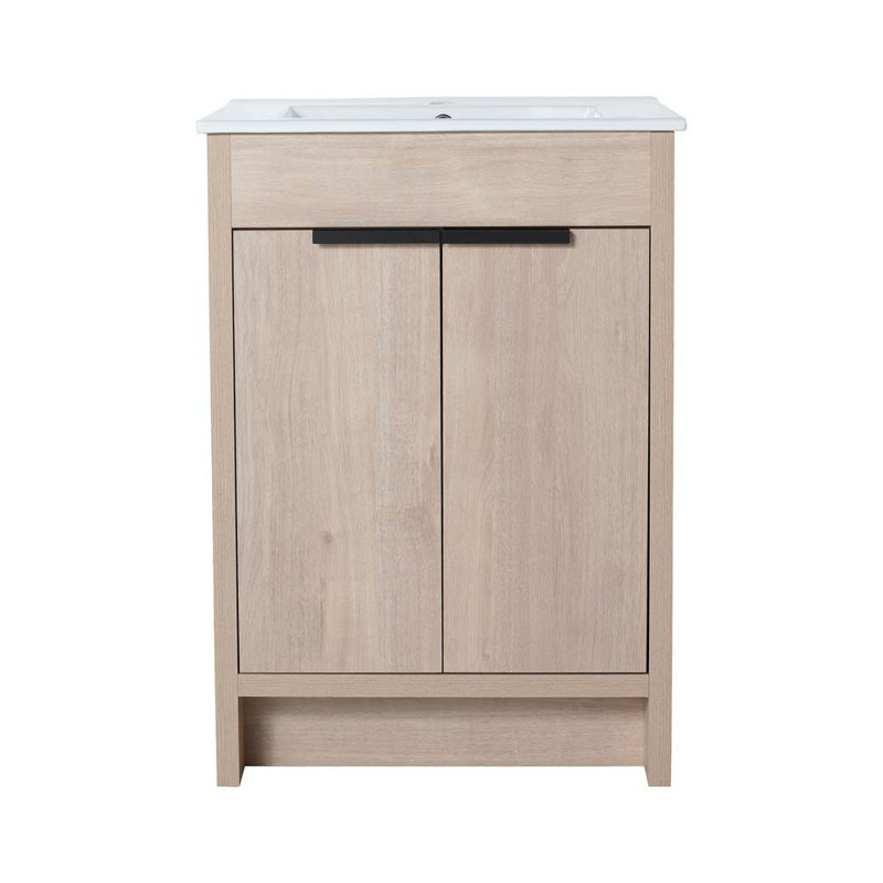 24'' Single Bathroom Vanity with Sink, Plain Light Oak