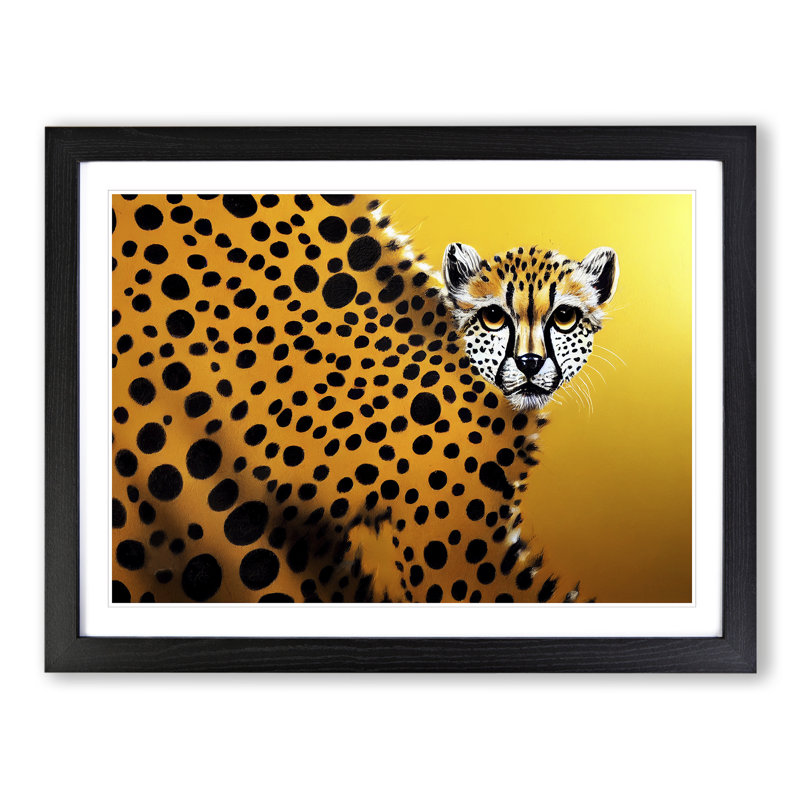 XH1022-6073X Modern Cheetah Abstract - Single Picture Frame Print, 25cm H x 34cm W, Black