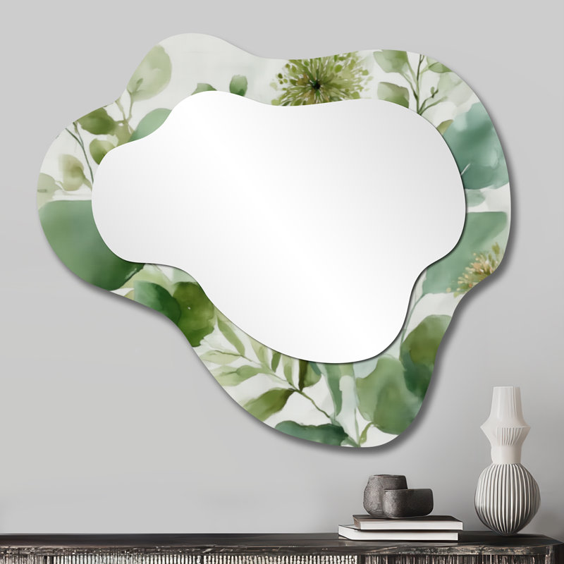 Miroir d'appoint «Green Minimalist» - reproduction de métal, 25 po x 28 po