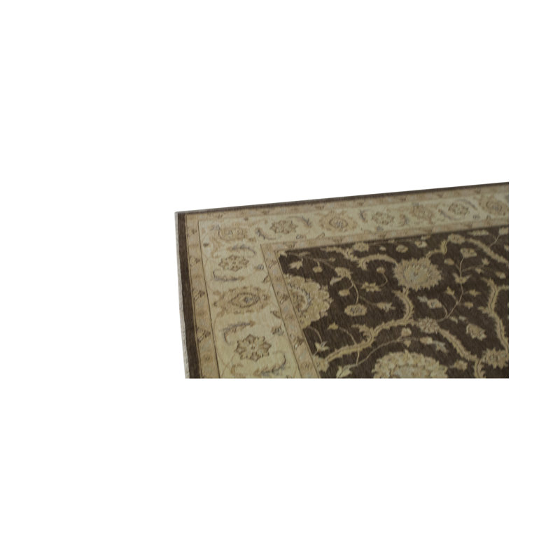 Tapis brun et beige de haute qualité noué à la main