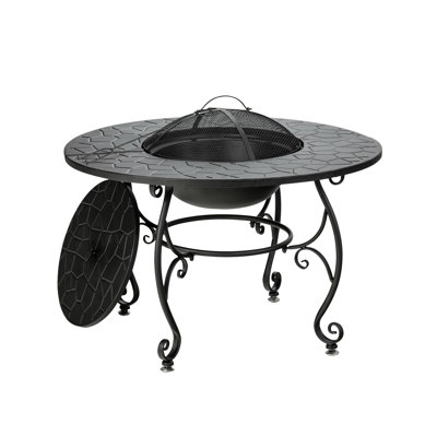 Outdoor Fire Pit Dining Table Wood Burning Fire Pit With Cover And Cooking BBQ Grate