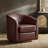 Amiir 30.5'' Wide Genuine Leather Swivel Barrel Chair with Solid Wood Base-330983643