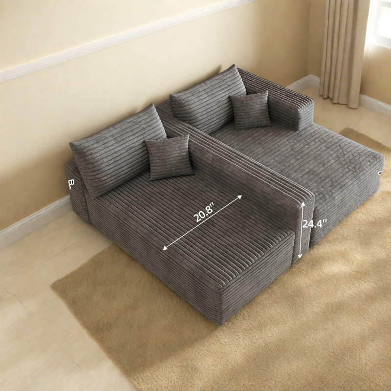 Canapé modulaire en velours côtelé 103 pouces Compression Cloud