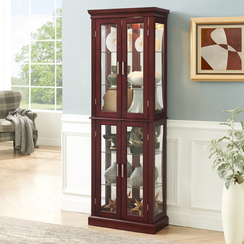Ahriya Diapaly Dining Cabinet with Adjustable Shelves and Mirrored Back Panel, Cherry