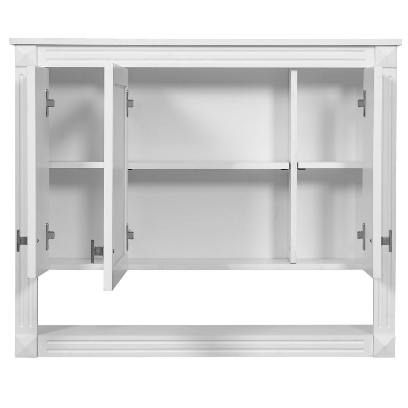 Armoire de salle de bain avec miroir, armoire à pharmacie murale avec tablette ouverte, armoire de rangement avec miroir