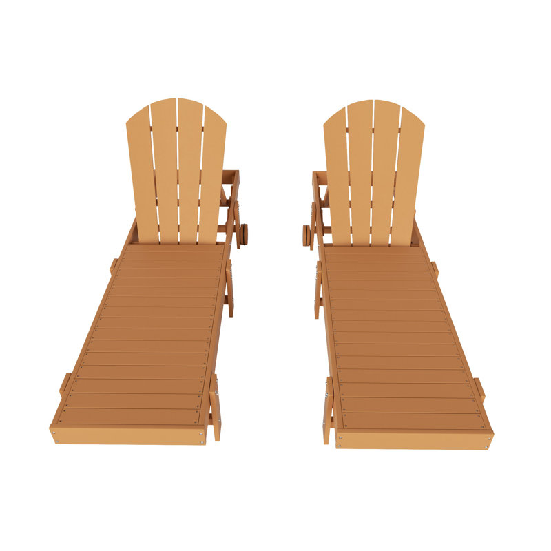 Ensemble de chaises longues inclinables extérieures en poly Lagune, Teck