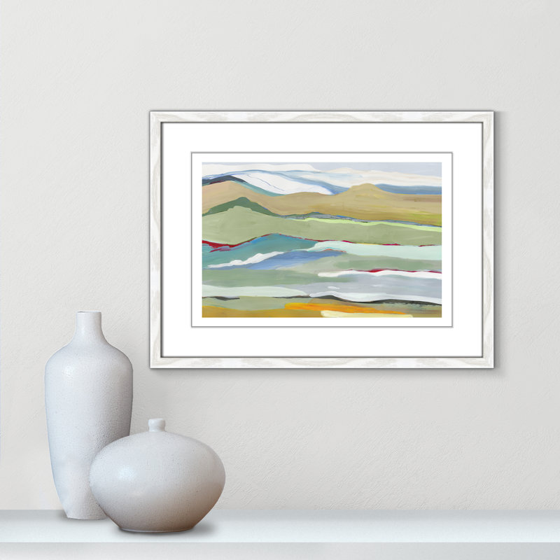 Dee Goodbye Summer on the Hills - Picture Frame Painting, White Wood Framed, 17" H x 23" W x 0.75" D