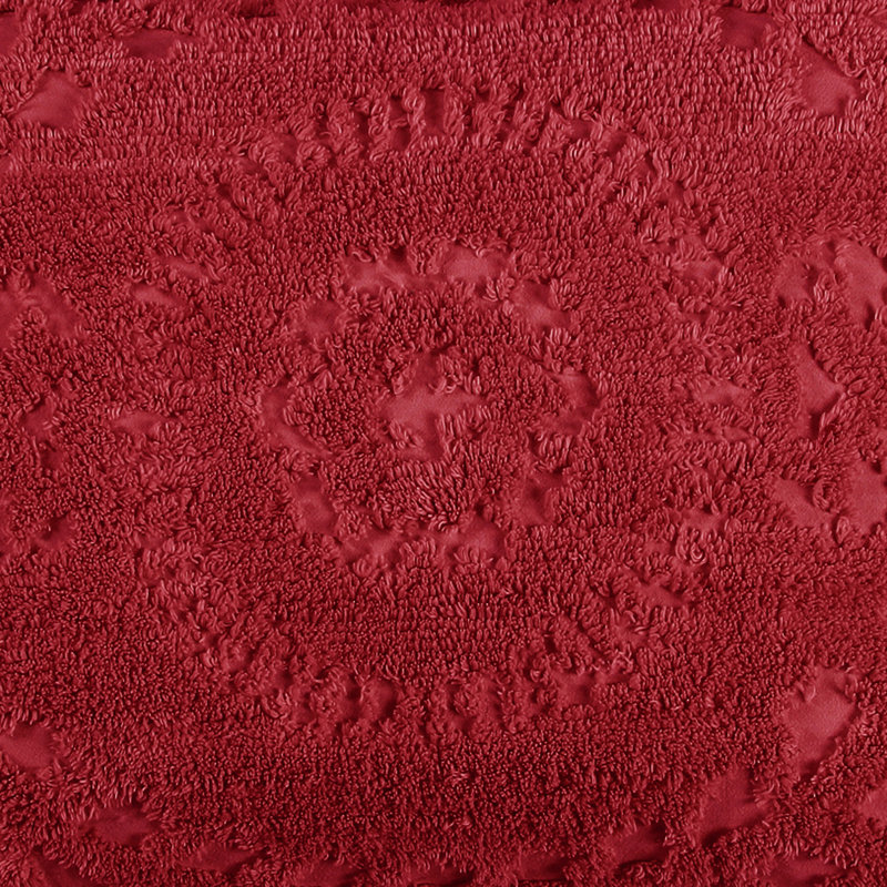 Taie décorative 100% coton chenille touffetée Rio Collection, conception en médaillon, housse de coussin décorative douce et respirante, certifié OEKO-TEX, lavable à la machine, toutes saisons, 21 po x 27 po, bourgogne