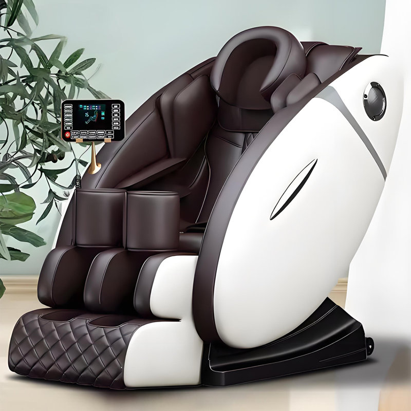 Fauteuil de massage électrique multifonctionnel blanc avec accents brun foncé