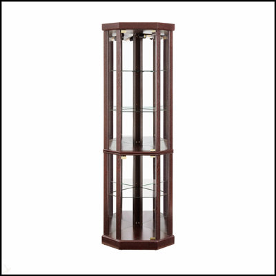 Elegant Lighted Corner Curio Cabinet With Adjustable Shelves And Anti-Toppling Device For Safe Display Of Collectibles