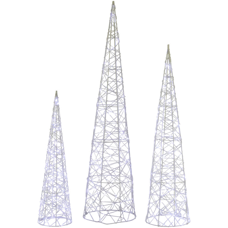 3 Piece Twinkling Cone Trees Lighted Display Set