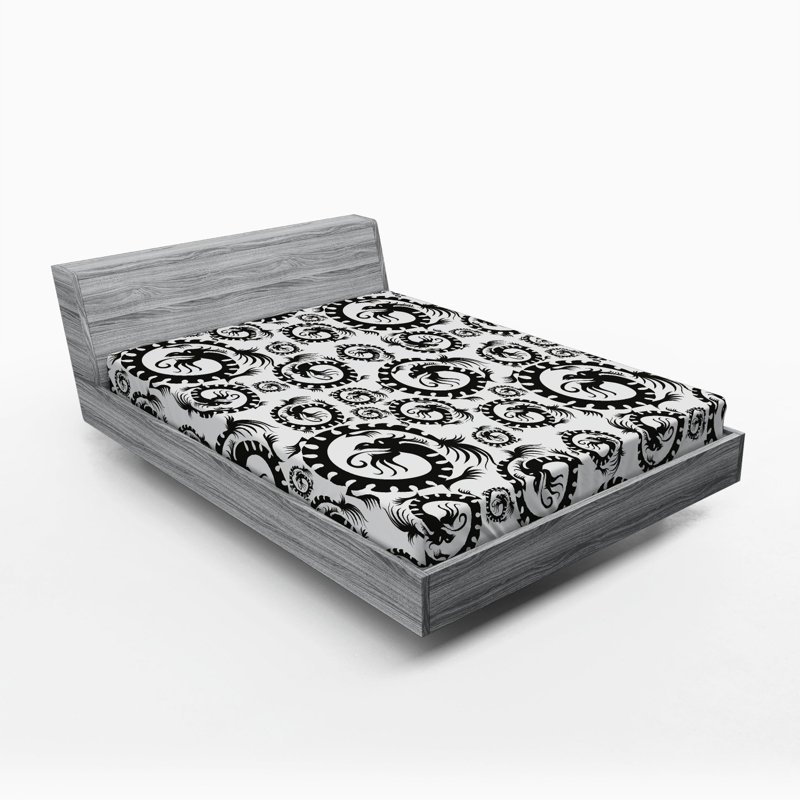 Dragon Microfiber Patterned Fitted Sheet, Full/Double Fitted Sheet