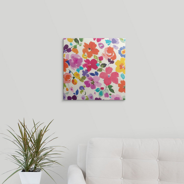 «», reproduction d’art Bright Florals, H 35 po x l 35 po x P 1,5 po, Toile