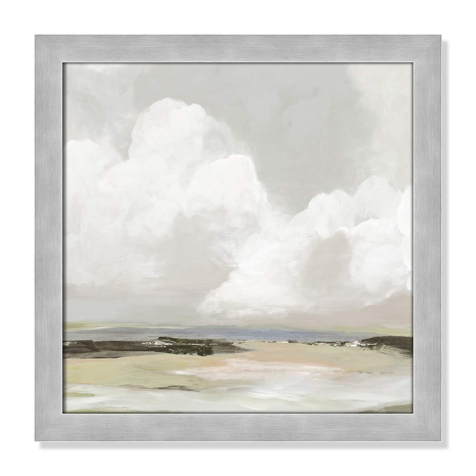 Weatherhill "Soft Clouds" Painting, 18" H x 18" W x 1.12" D, Matte Silver Framed