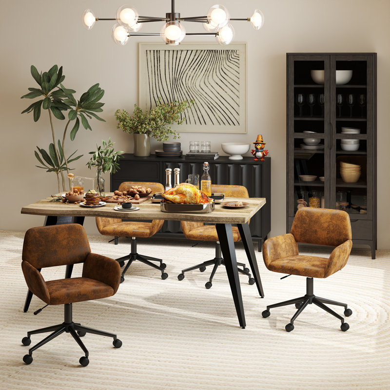 ROSS 4-Person Four Leg Modern Dining Set, Brown, Brown