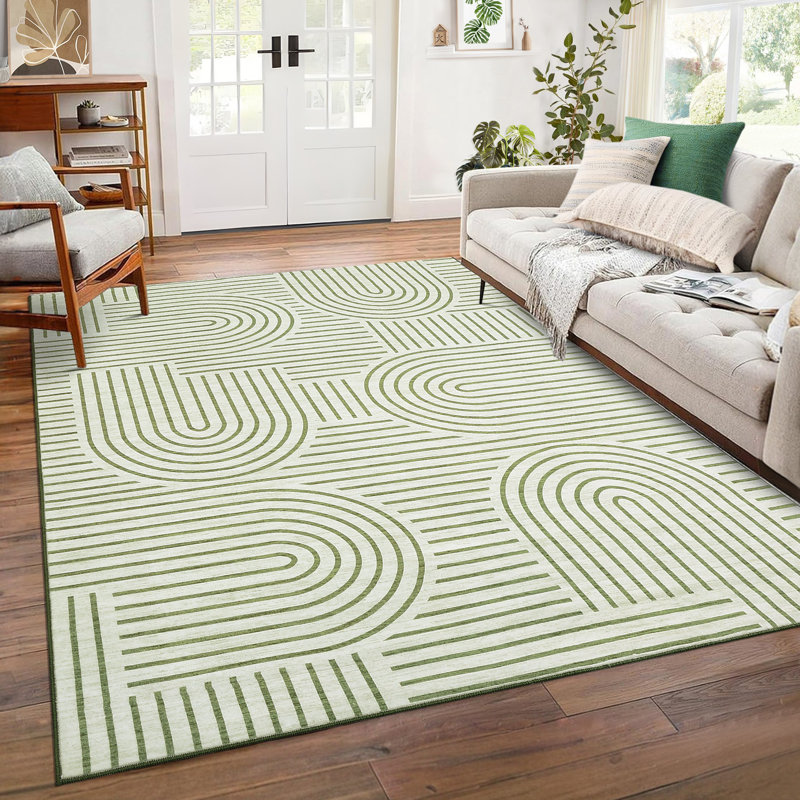 Tapis lavable à la machine Modern Rainbow, Rectangulaire 8 pi x 10 pi