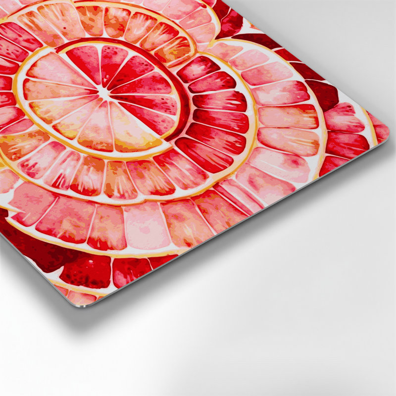 Fruit, pamplemousse, rose, art mural en métal, H 32 po x l 32 po