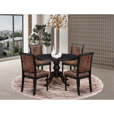 Ensemble de salle à manger 5 pièces avec 4 chaises et une table de petit-déjeuner, noir sablage