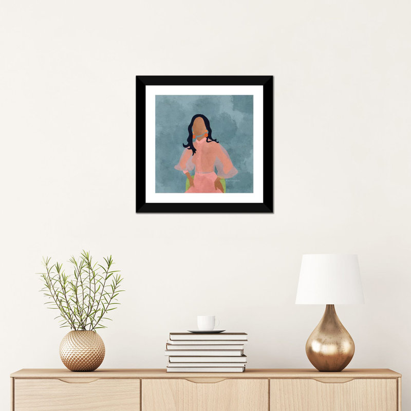 « Paige » par Reyna Noriega-impression, Papier encadré noir, H 16 po x l 16 po x p 1 po, Blanc