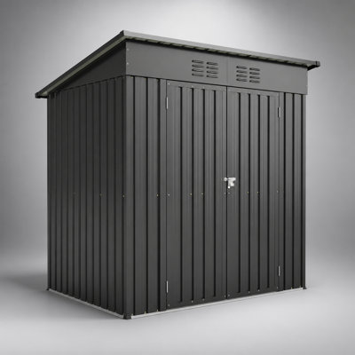 Durable 6x4 ft All-Weather Outdoor Storage Shed with Enhanced Ventilation and Robust Galvanized Steel Construction, Ideal for Garden and Backyard Use