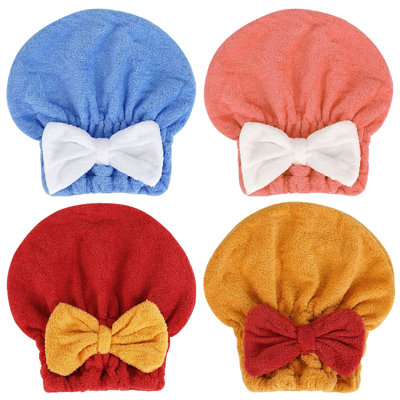 4 PCS Serviettes de séchage en microfibre Capuchon de douche doux et absorbant