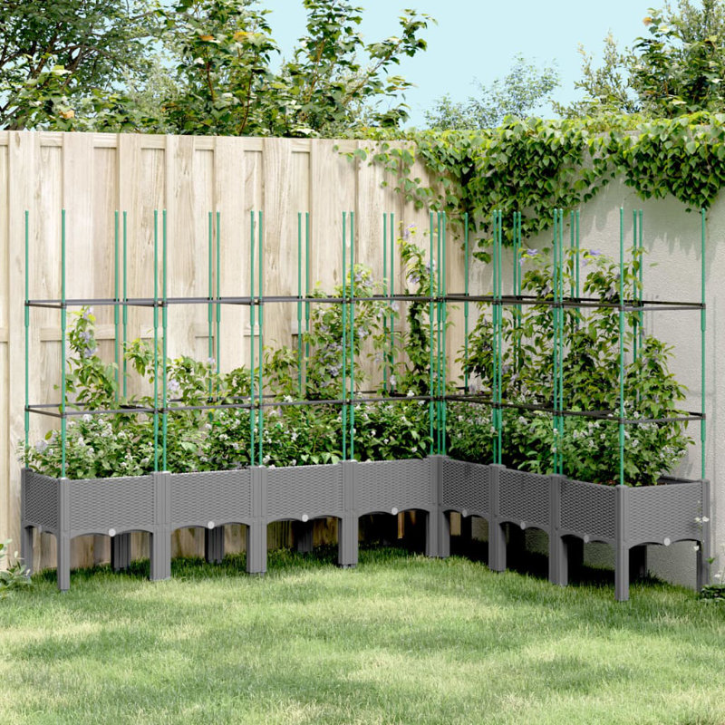 Ebern Designs Garden Planter With Trellis Brown 200X160x142.5 Cm PP, Light Grey