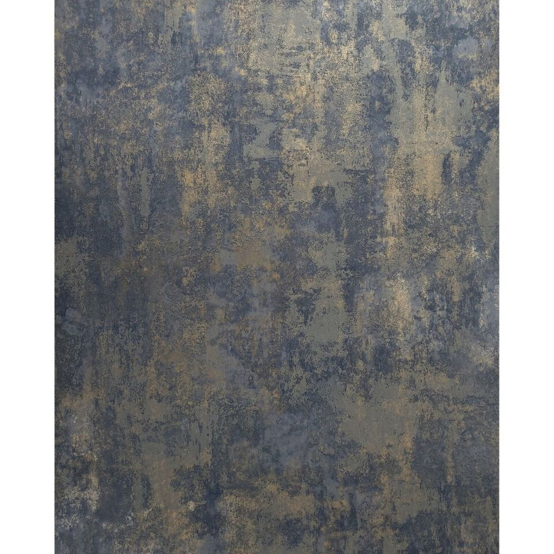 Teyang Wallpaper Rustic Navy Blue Gray Gold Plain Faux Concrete Plaster 17 Stories