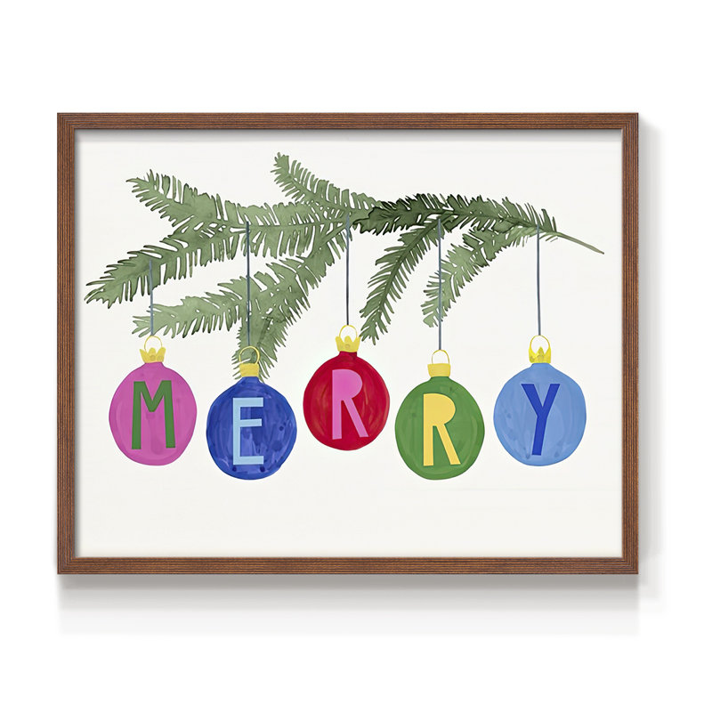 Collection colorée de Noël, impression encadrée A - Restickable, H 11 po x l 14 po, Noyer