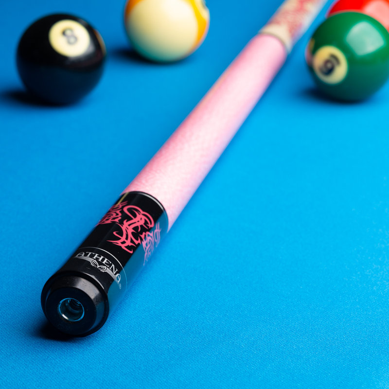Athena Pink Tribal Hearts & Roses Wood Pool Cue, 21oz