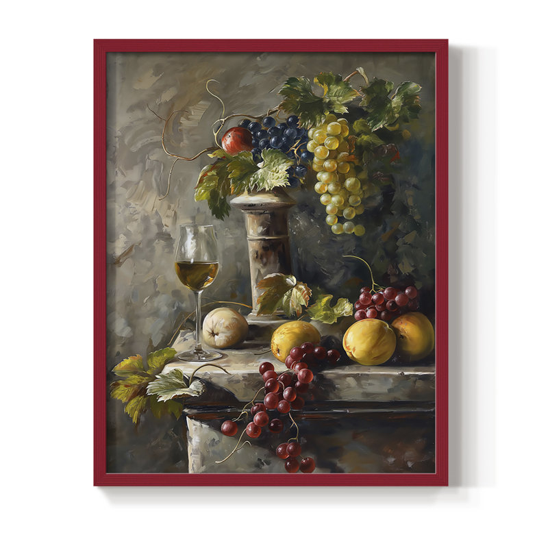Reproduction encadrée FLORAL Series DCCxxxi - bois massif, Rouge, H 21 po x l 17 po
