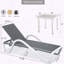 Chaise longue en aluminium avec dossier à 5 positions, roulettes et table en plastique-398951224