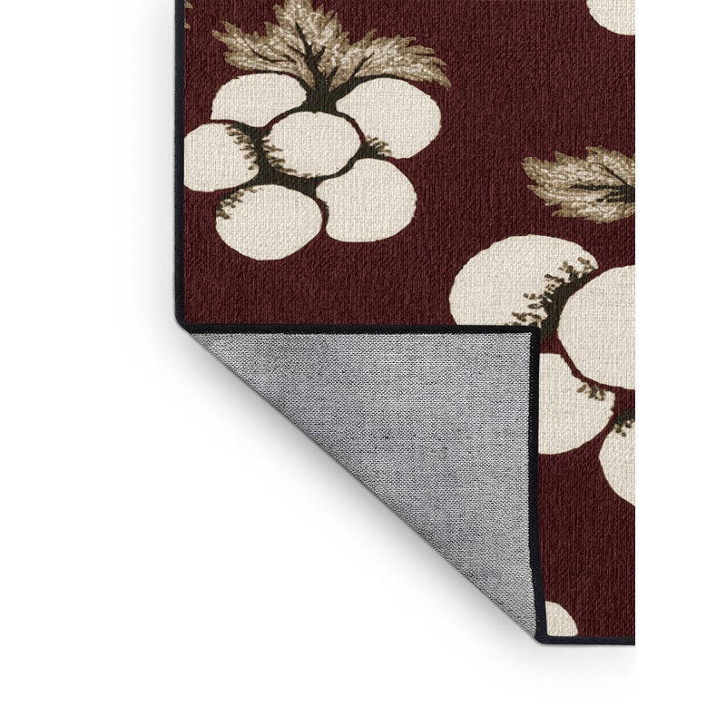 Washable Currant White Fruits Area Rug, Round 5'