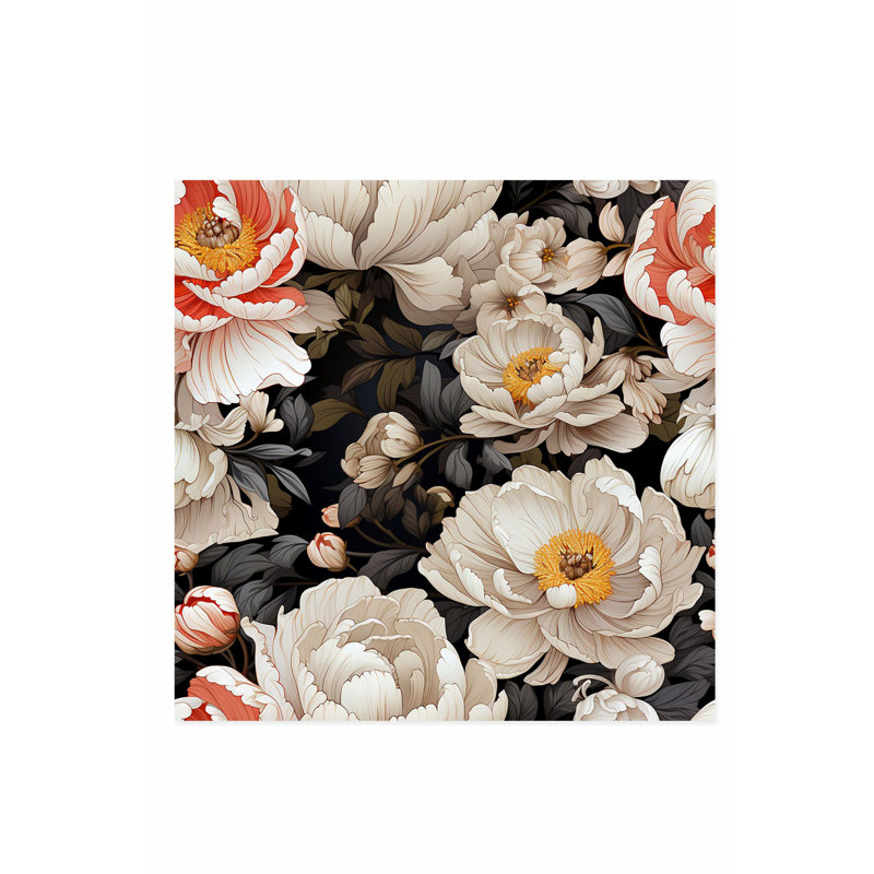 «Floral Luxe Pe pivoines», reproduction d'art moderne sans cadre, H 12 po x l 12 po