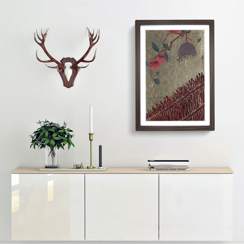 Wasps Nest by Shibata Zeshin - Framed Print, 65cm H x 48cm W x 2cm D, Walnut Framed