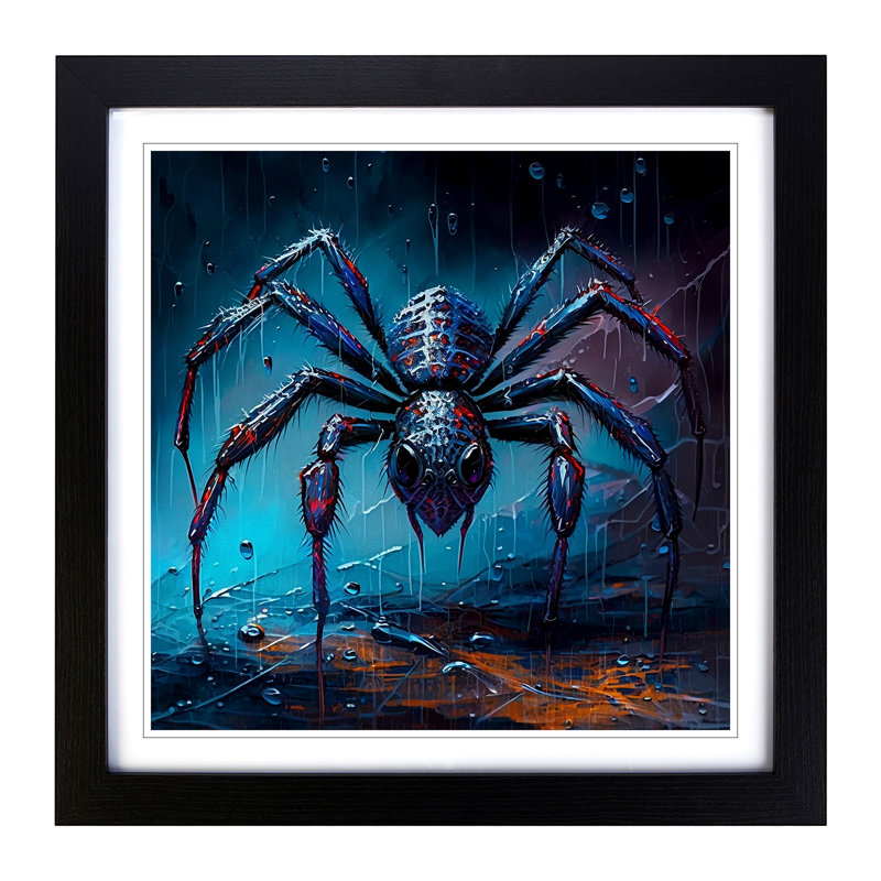 Spider Palette Knife Painting - Framed Print, Black