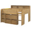 Lit mezzanine double avec bureau, lumière DEL et tablettes de rangement, lit mezzanine en bois-1594685726