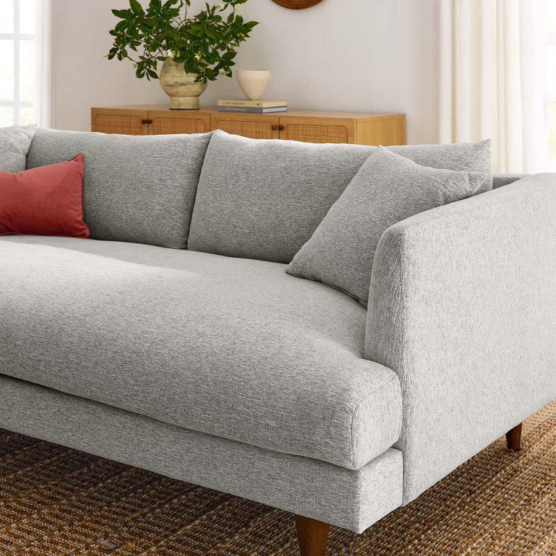 Zoya Light Gray Fabric Sofa with Down Fill Cushions