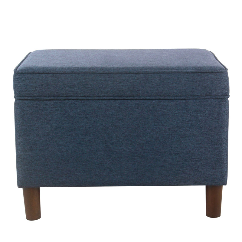 Kelemen Upholstered Ottoman, Blue Flat Weave