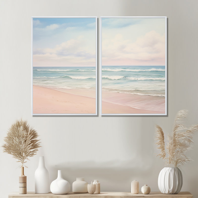 Radke - Grande plage côtière, art mural, 36" H x 48" W, Impression encadrée flottante, White