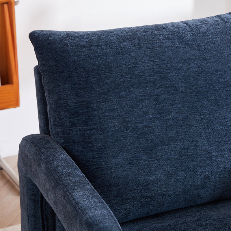 Upholstered Armchair, Dark Blue Chenille