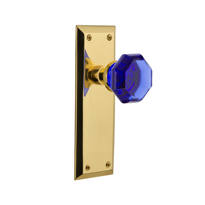 Plaque New avec plaque de porte cobalt Waldorf, Laiton non laqué