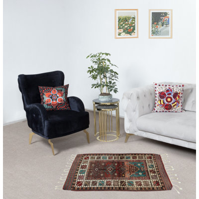 Vintage Handmade Turkish Accent Rug Made of Wool