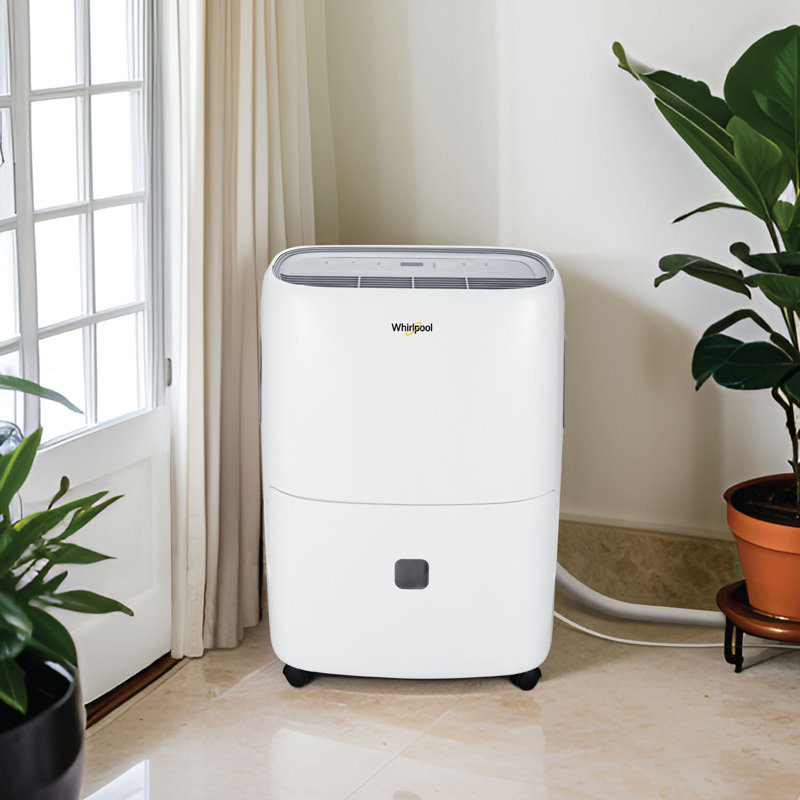 Whirlpool 50-Pint White Portable Dehumidifier with Pump